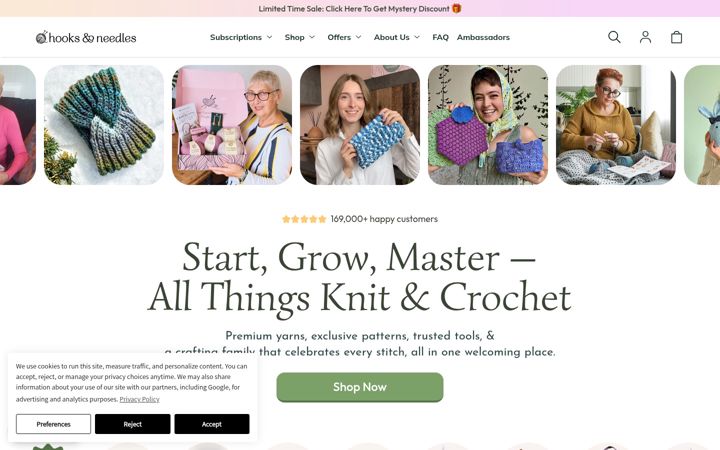 Screenshot of hooksneedles.com
