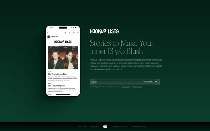 Screenshot of hookuplists.com