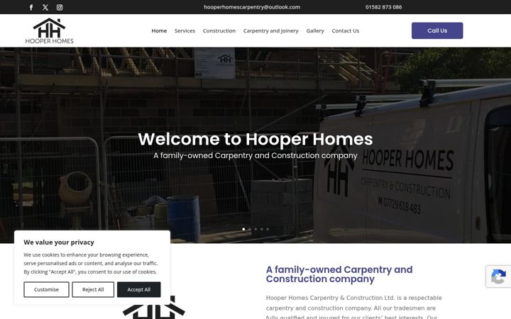Screenshot of hooperhomescarpentryandconstructionltd.co.uk