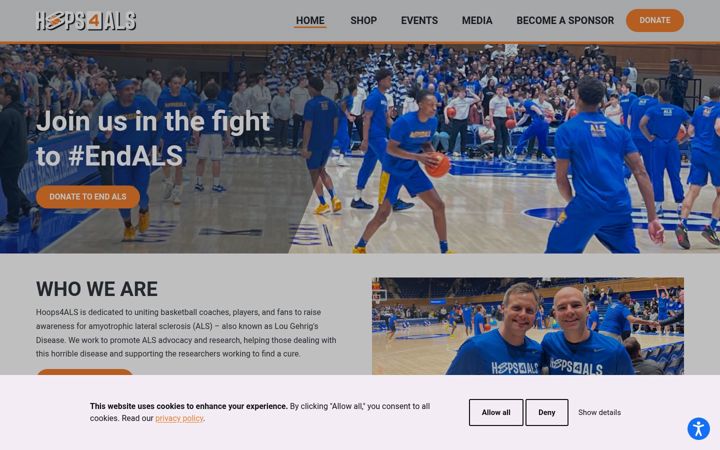 Screenshot of hoops4als.com