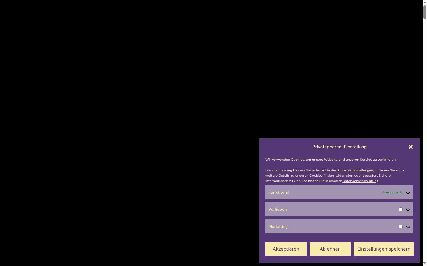 Screenshot of the consent banner shown before any interaction