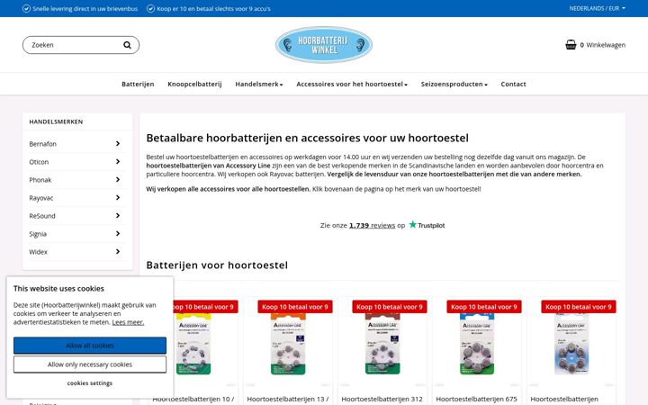Screenshot of hoorbatterijwinkel.nl