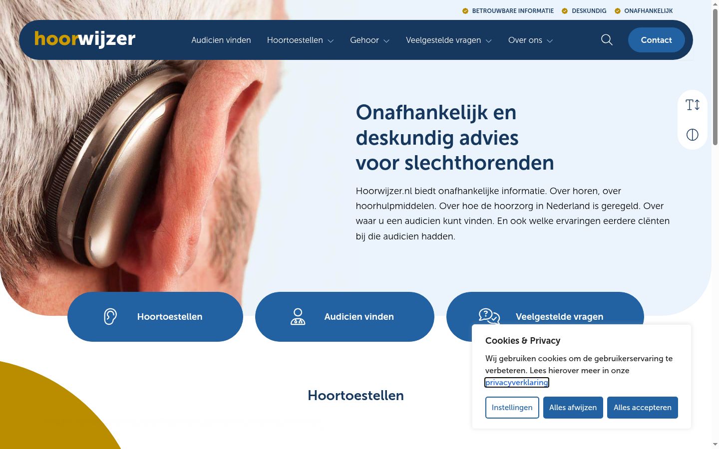 Skærmbillede af samtykkebanneret, som det blev vist før nogen interaktion