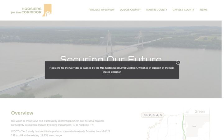 Screenshot of hoosiersforthecorridor.com