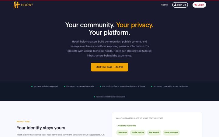 Screenshot of hooth.net