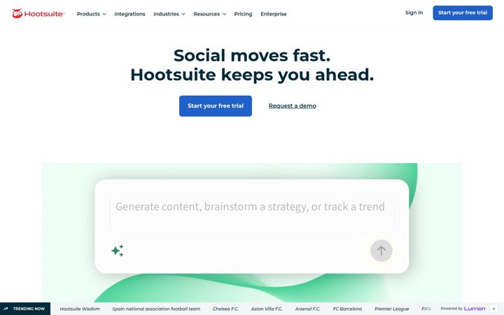 Skjámynd af hootsuite.com