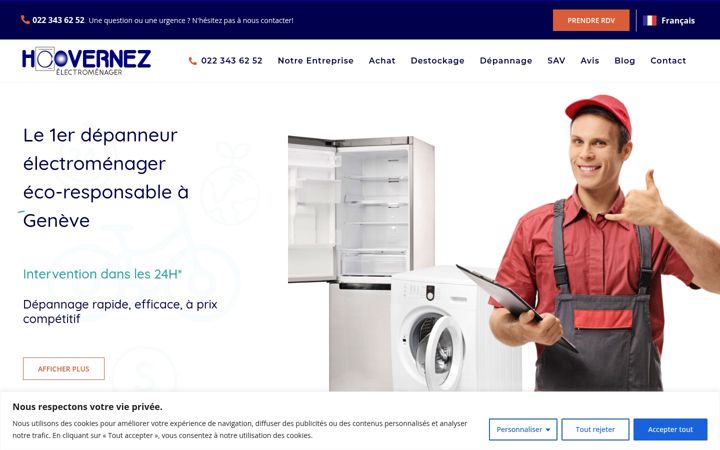 Screenshot of hoovernez-depannage-electromenager.ch