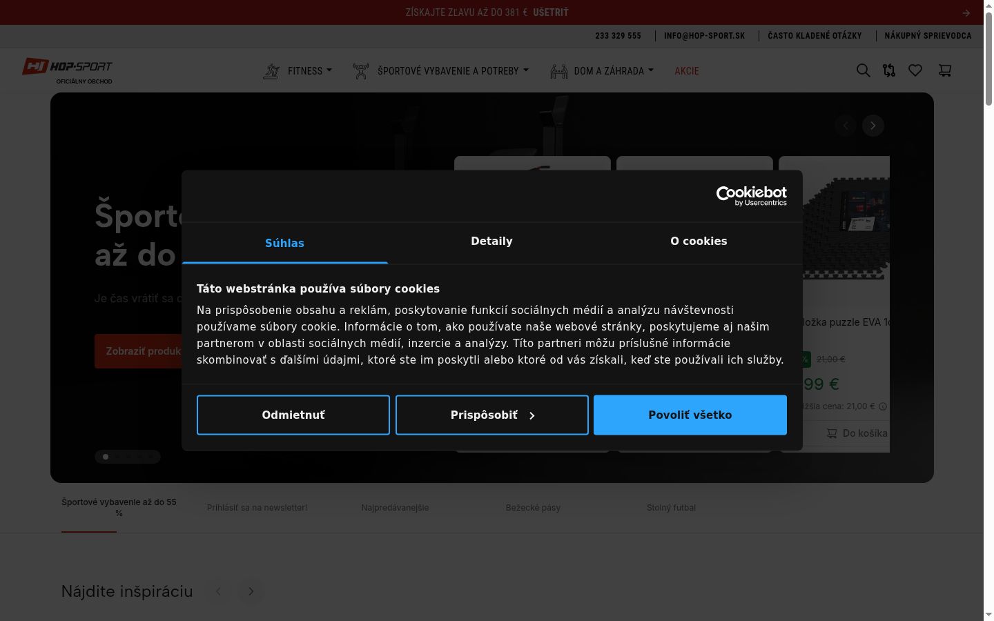 Snímek obrazovky baneru souhlasu zobrazeného před jakoukoli interakcí