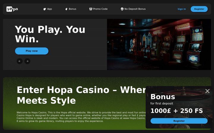 Screenshot of hopa-casino.org