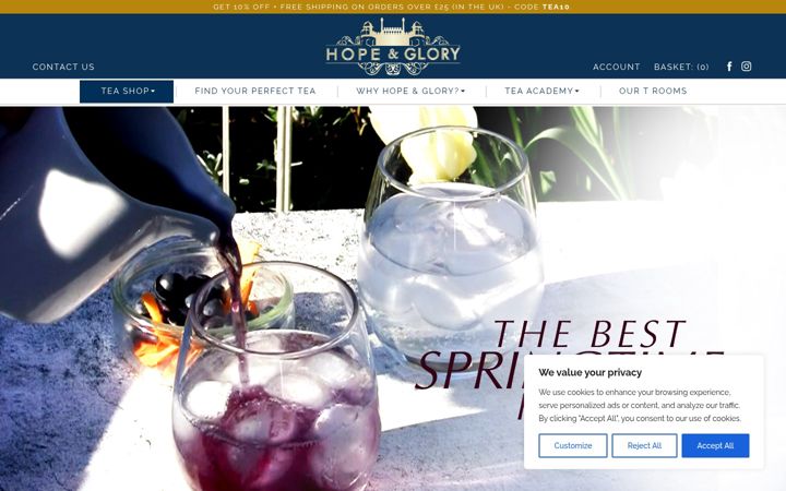 Screenshot of hopeandglorytea.com