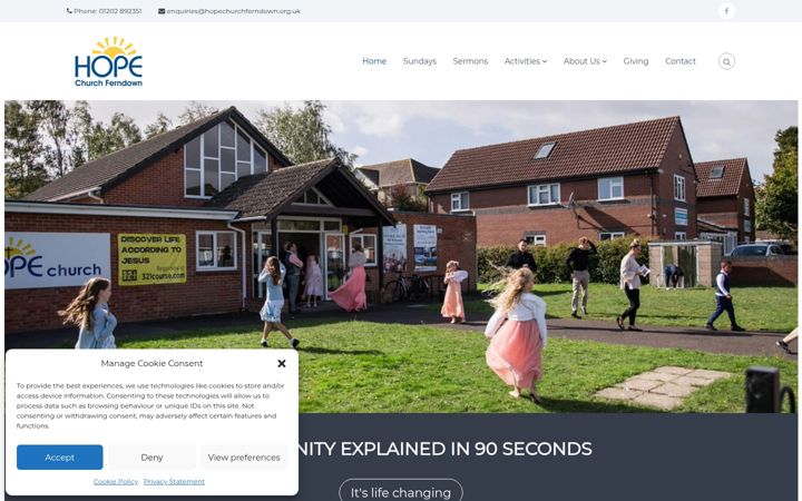 Screenshot of hopechurchferndown.org.uk