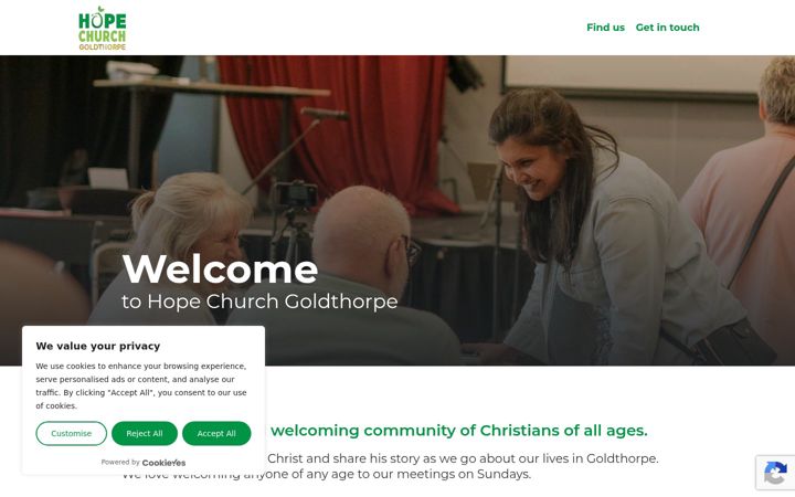 Screenshot of hopechurchgoldthorpe.org