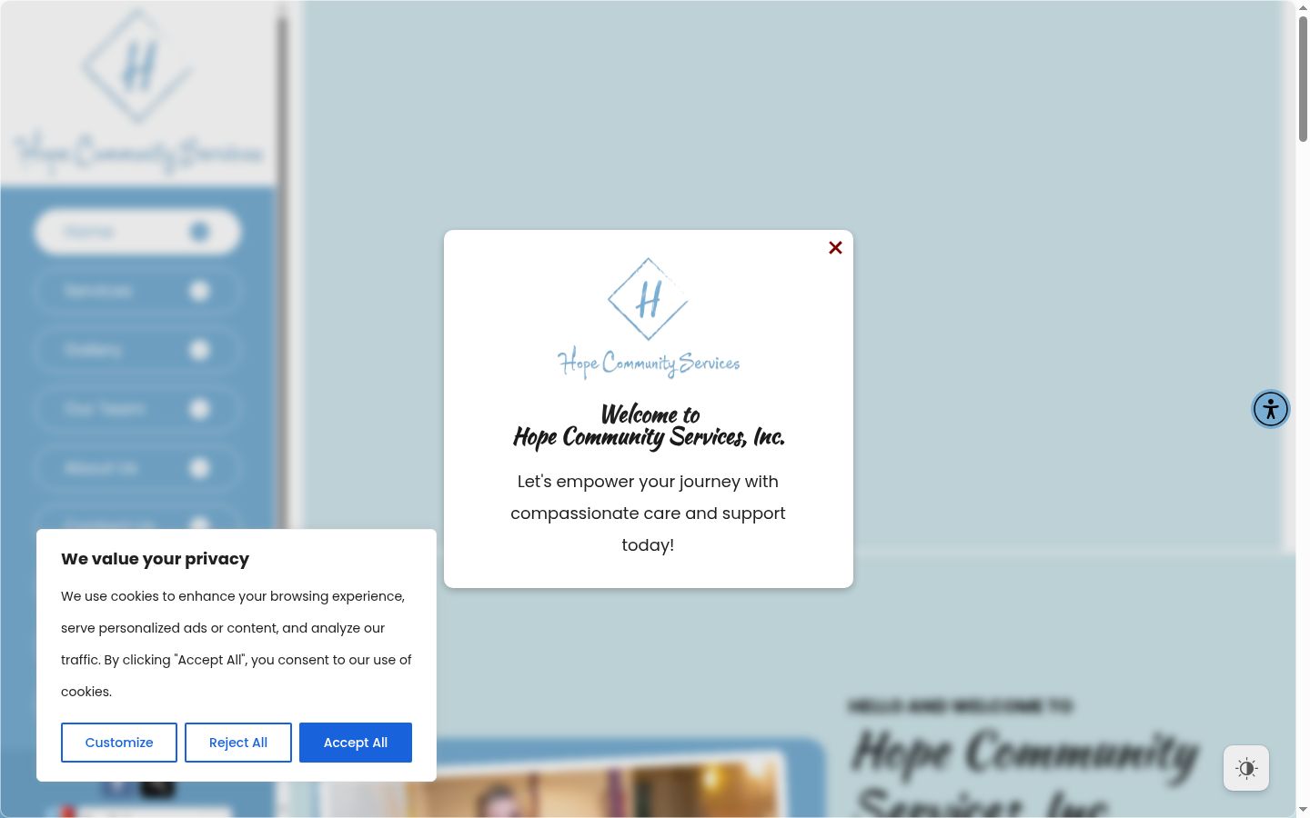 Screenshot del banner di consenso mostrato prima di qualsiasi interazione