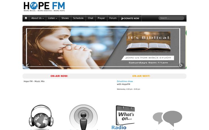 Screenshot of hopefm.org.uk
