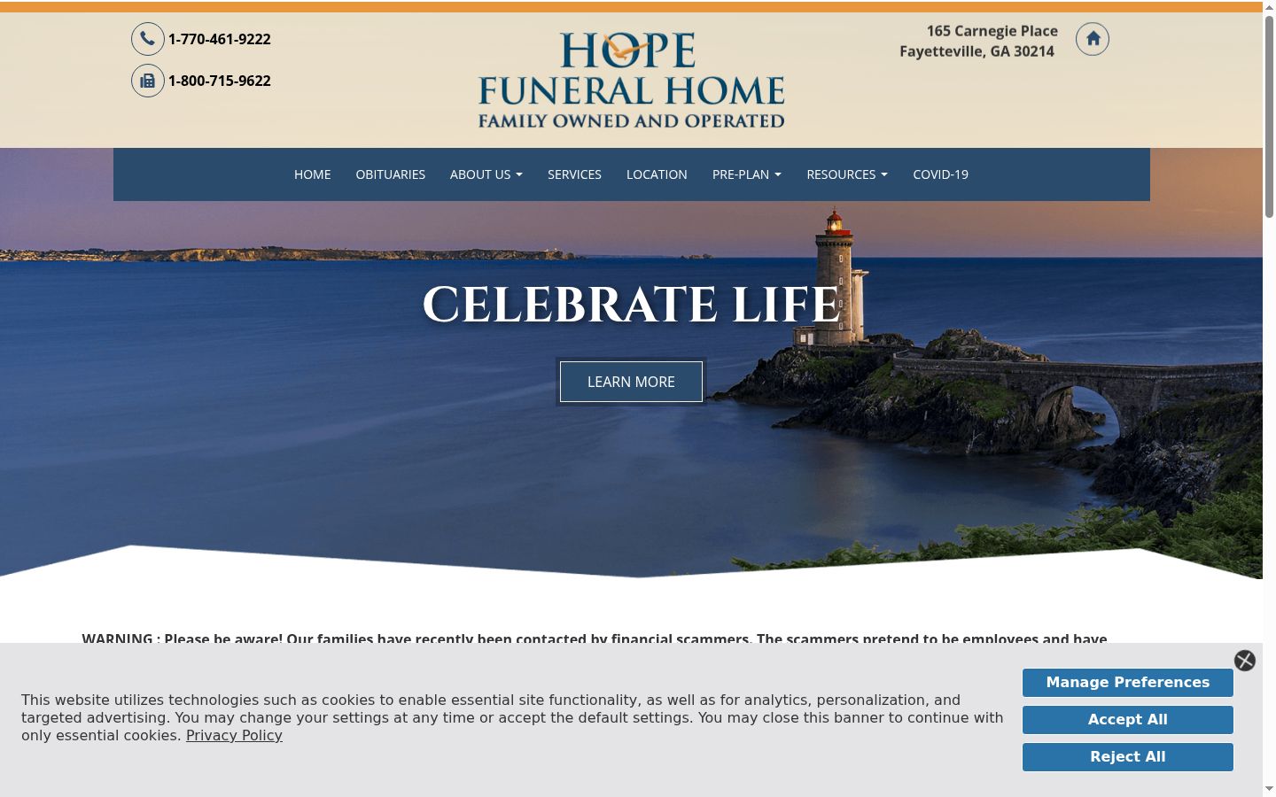 Screenshot of the consent banner shown before any interaction