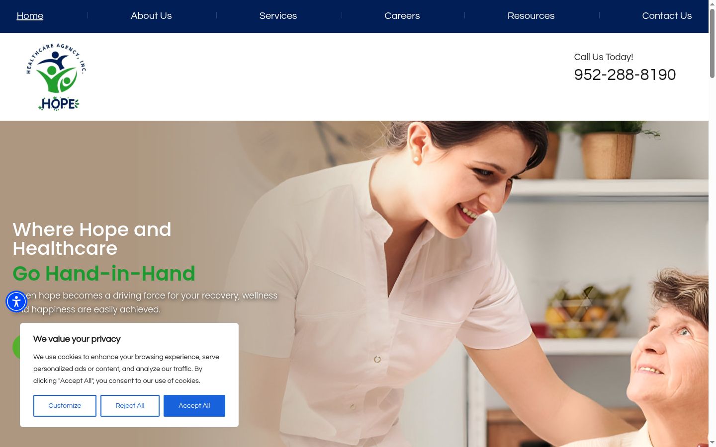 Screenshot of the consent banner shown before any interaction