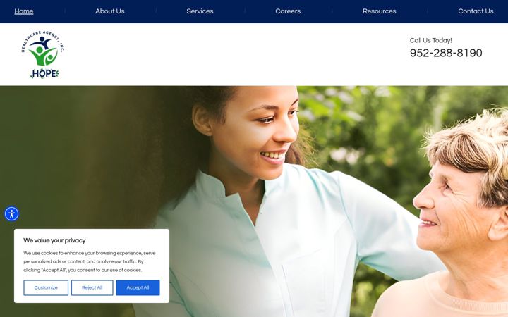 Screenshot of hopehealthcaremn.com