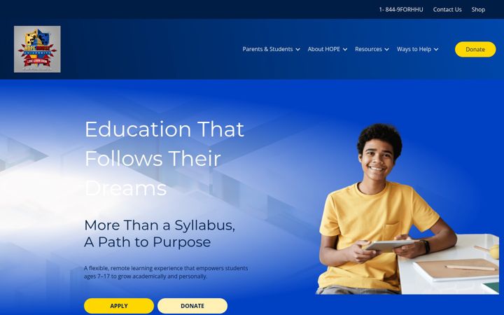 Screenshot of hopehouseuniversity.com