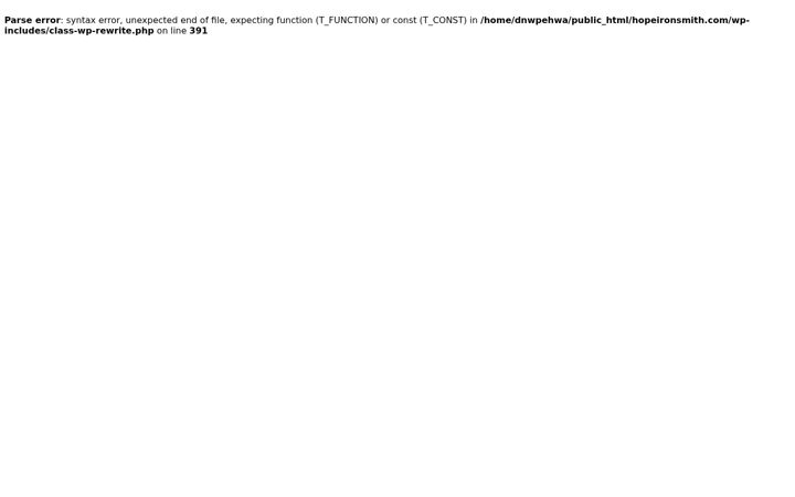Screenshot of hopeironsmith.com
