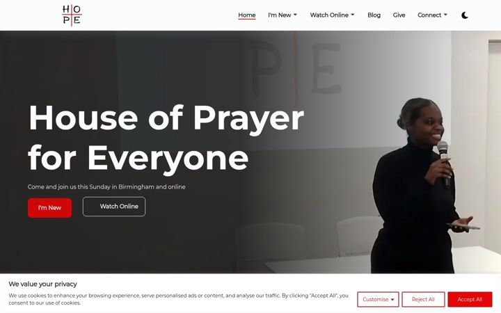 Screenshot of hopeministries.co.uk