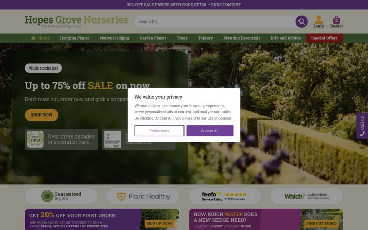 Screenshot of hopesgrovenurseries.co.uk