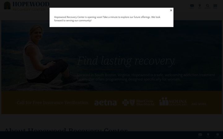 Screenshot of hopewoodrecovery.com
