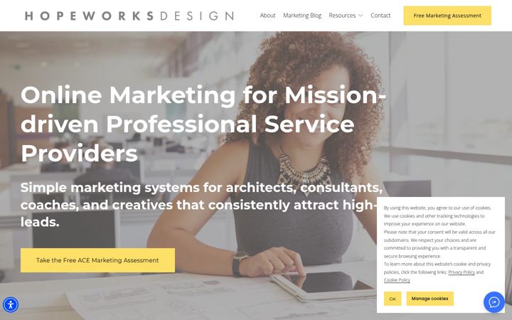 Screenshot of hopeworksdesign.com