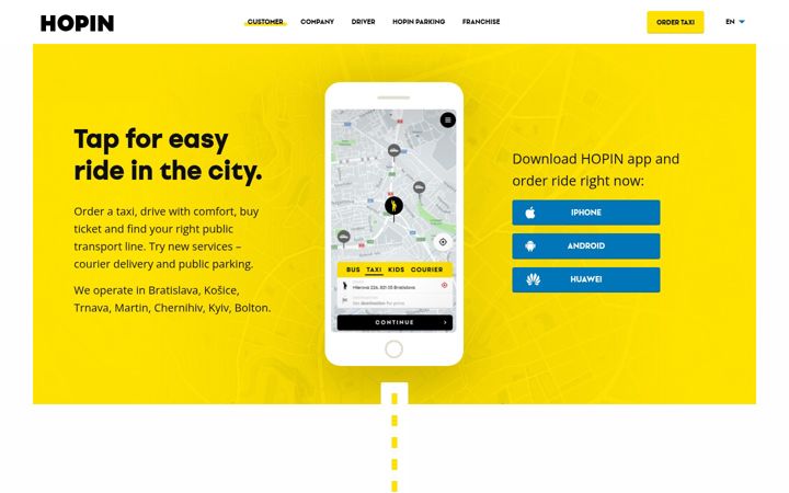 Screenshot of hopintaxi.com
