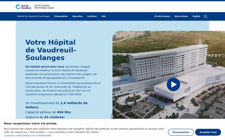 Screenshot of hopitalvaudreuilsoulanges.com