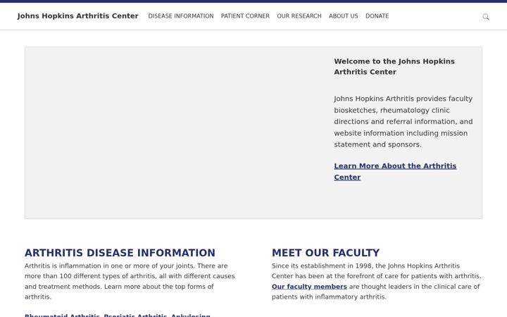 Screenshot of hopkinsarthritis.org