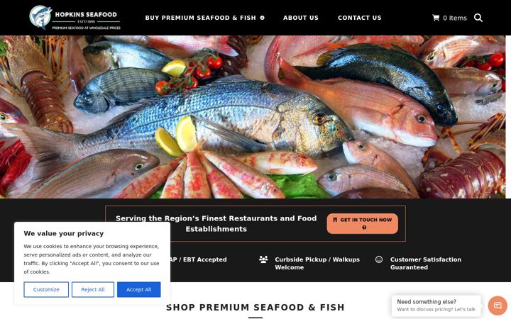 Screenshot of hopkinsseafood.com