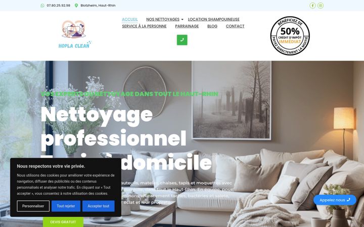 Screenshot of hoplaclean.fr