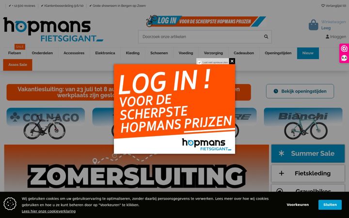 Screenshot του hopmansfietsgigant.nl