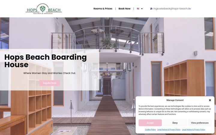 Screenshot of hopsbeachboarding.com