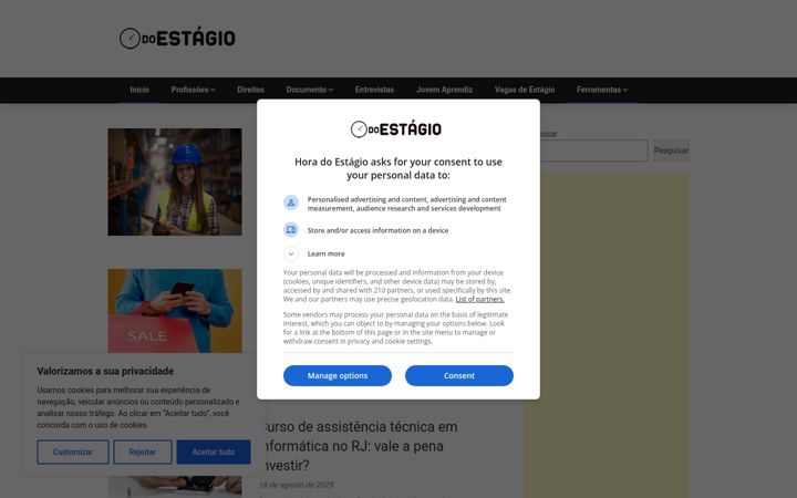 Screenshot of horadoestagio.com.br