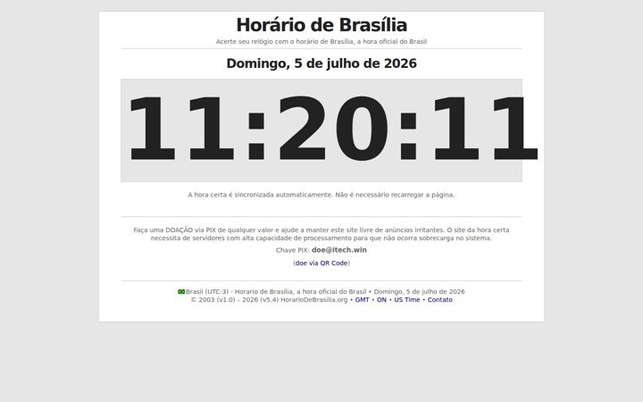 Screenshot of horariodebrasilia.org