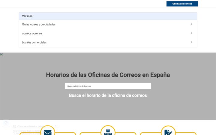 Screenshot of horarioscorreos.com