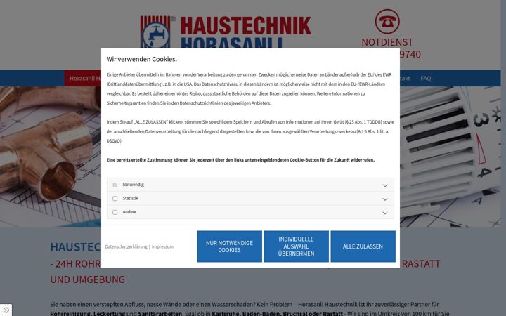Screenshot of horasanli-haustechnik.de