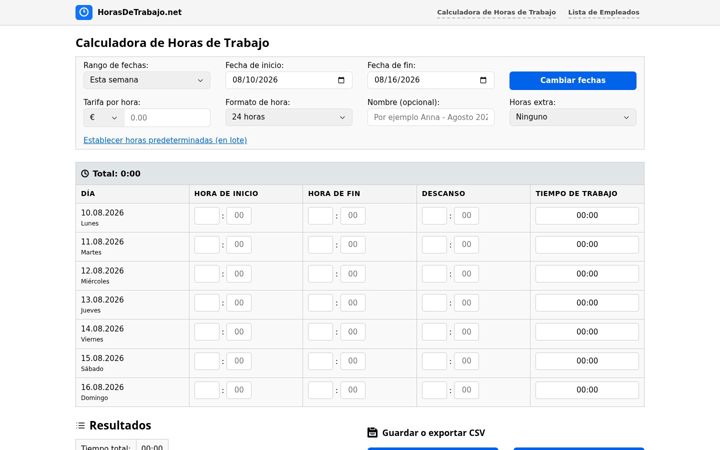 Screenshot of horasdetrabajo.net