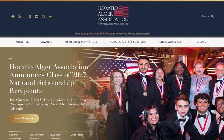 Screenshot of horatioalger.org