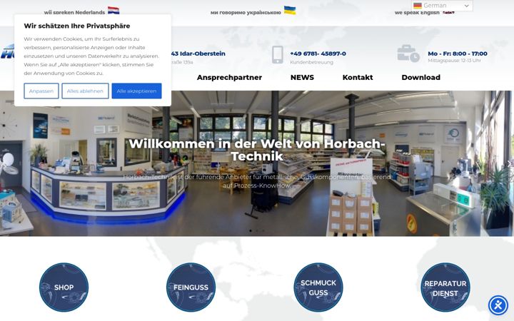 Screenshot of horbach-technik.de