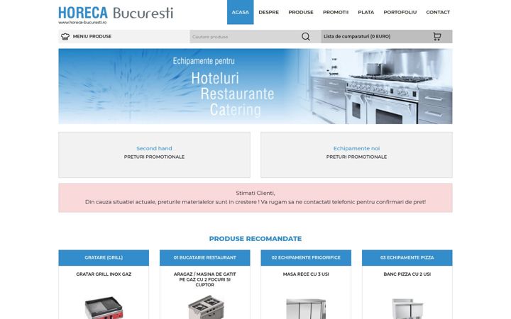 Screenshot of horeca-bucuresti.ro