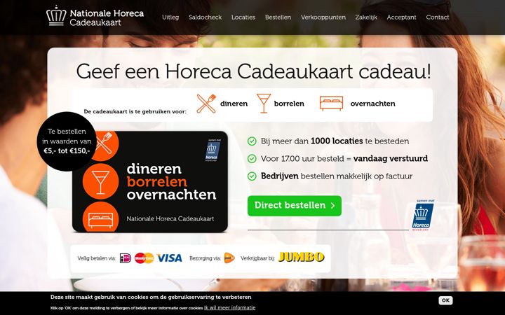 Screenshot of horecacadeaukaart.nl