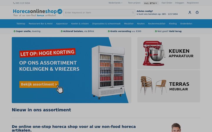 Screenshot of horecaonlineshop.nl