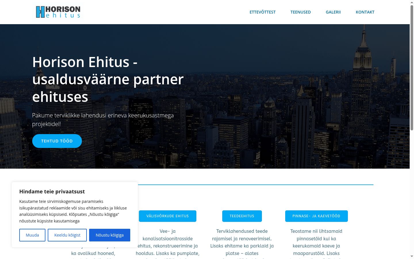 Captura de ecrã do banner de consentimento apresentado antes de qualquer interação
