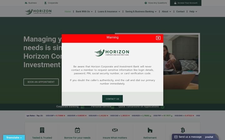 Screenshot of horizcorpinvbk.com