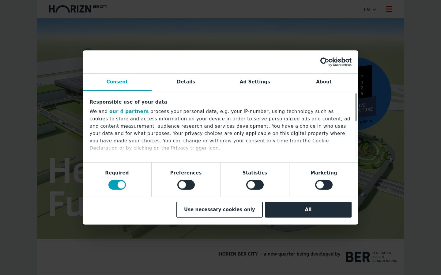 Capture d'écran de la bannière de consentement affichée avant toute interaction