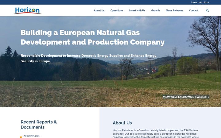 Screenshot of horizon-petroleum.com