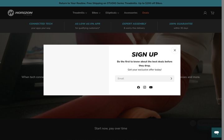 Screenshot of horizonfitness.com