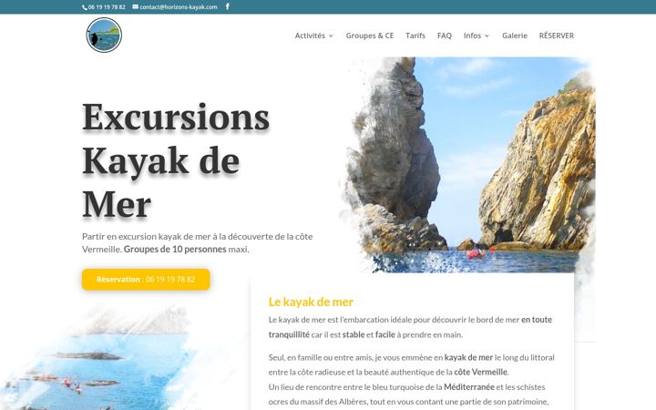 Screenshot of horizons-kayak.com